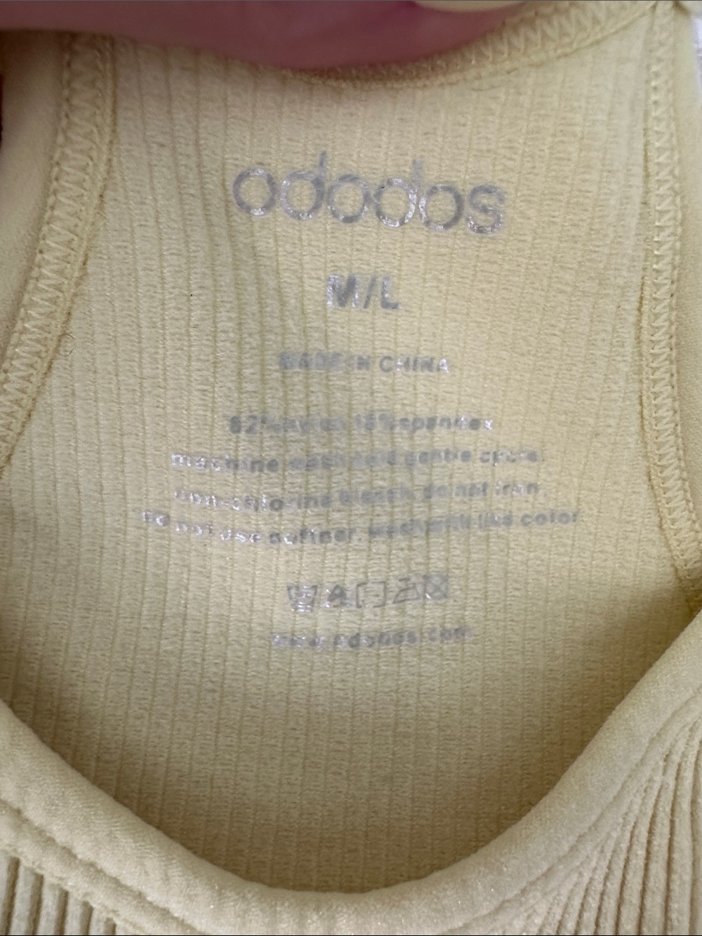 Ododos Ribbed Racerback Cropped Tank Top — Pale Yellow - Picture 2 of 4